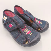 3f Slippers, girls /Navy, pink girl with baloon detail /first steps