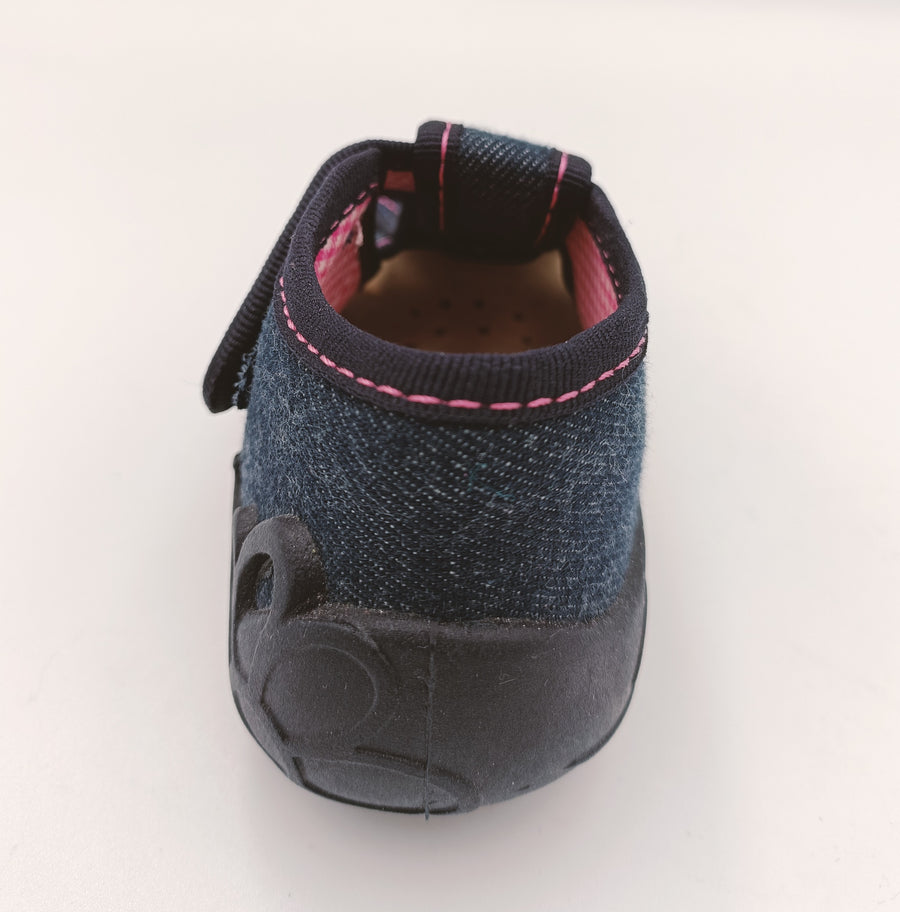 3f Slippers, girls /Navy, pink girl with baloon detail /first steps