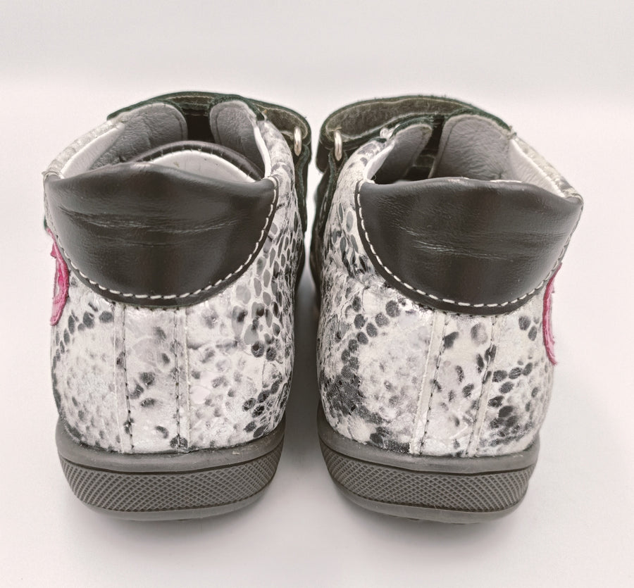 Gaspar leather girls boots, mosaic/grey/silver /HEART DETAILS