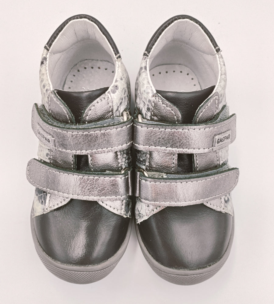 Gaspar leather girls boots, mosaic/grey/silver /HEART DETAILS