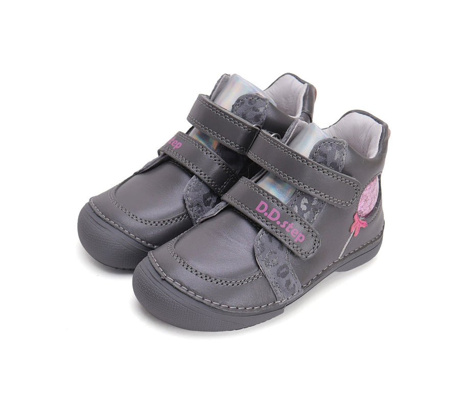 D.D.step girls leather/ barefoot boots /water repellence/ Dark Grey A063-42804A