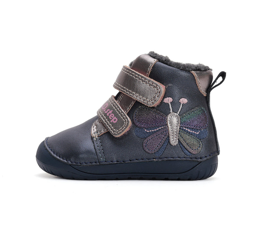 D.D.step girls leather/ barefoot /warm lining/ water-repellence boots/ Royal Blue W070-42522