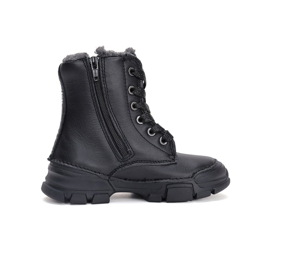 D.D.step girls leather boots /warm lining /Autum Winter/ W056-42453A Black /HEART DETAILS
