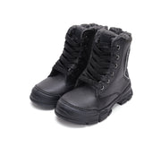 D.D.step girls leather boots /warm lining /Autum Winter/ W056-42453A Black /HEART DETAILS