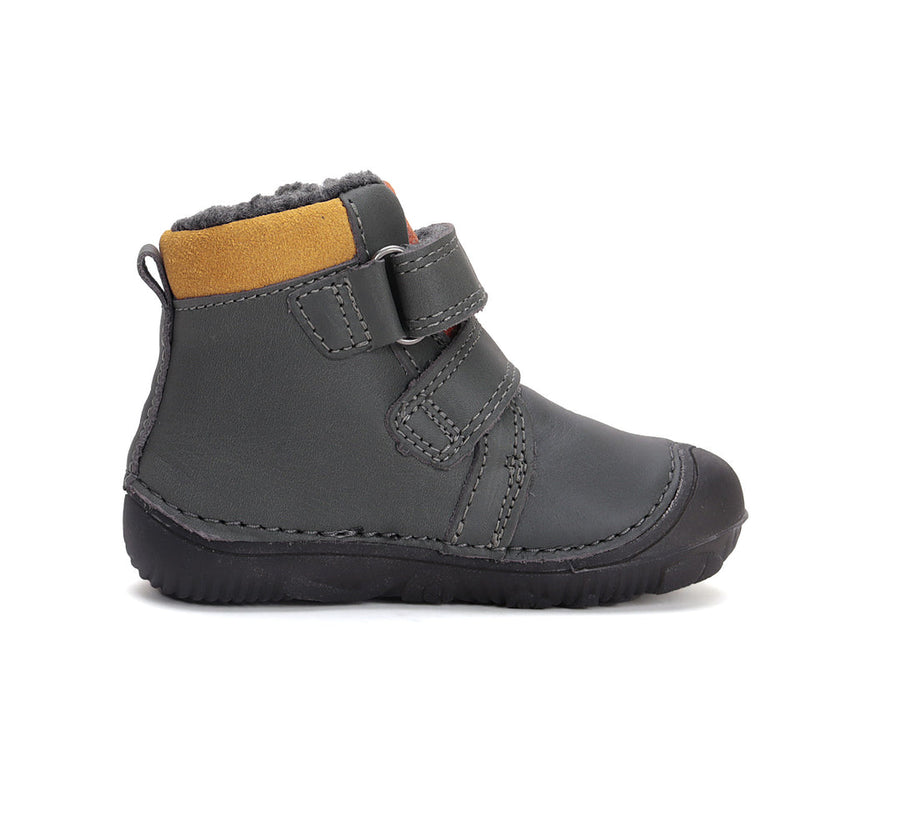 D.D.step boys barefoot A/W boots/ glow in dark/warm lining/ leather/W073-42488A Dark Grey