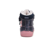 D.D.step girls leather boots / warm lining/ Royal Blue, pink fox W082-42774M