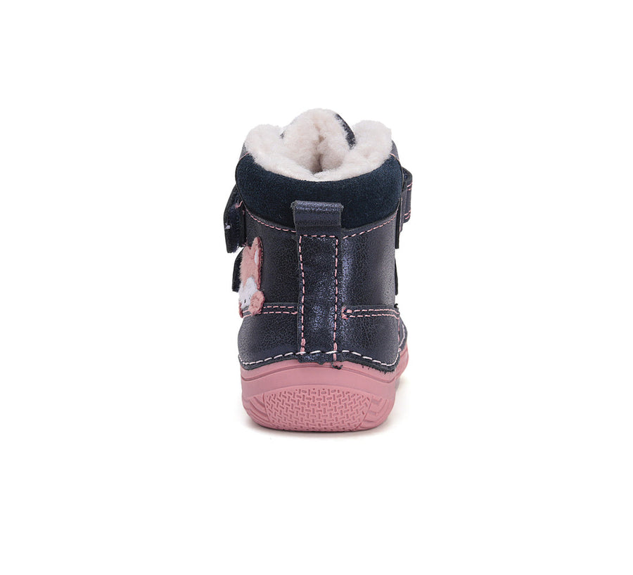D.D.step girls leather boots / warm lining/ Royal Blue, pink fox W082-42774M
