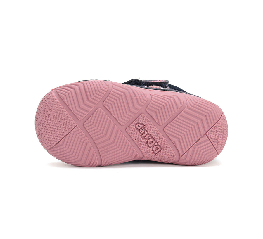 D.D.step girls leather boots / warm lining/ Royal Blue, pink fox W082-42774M