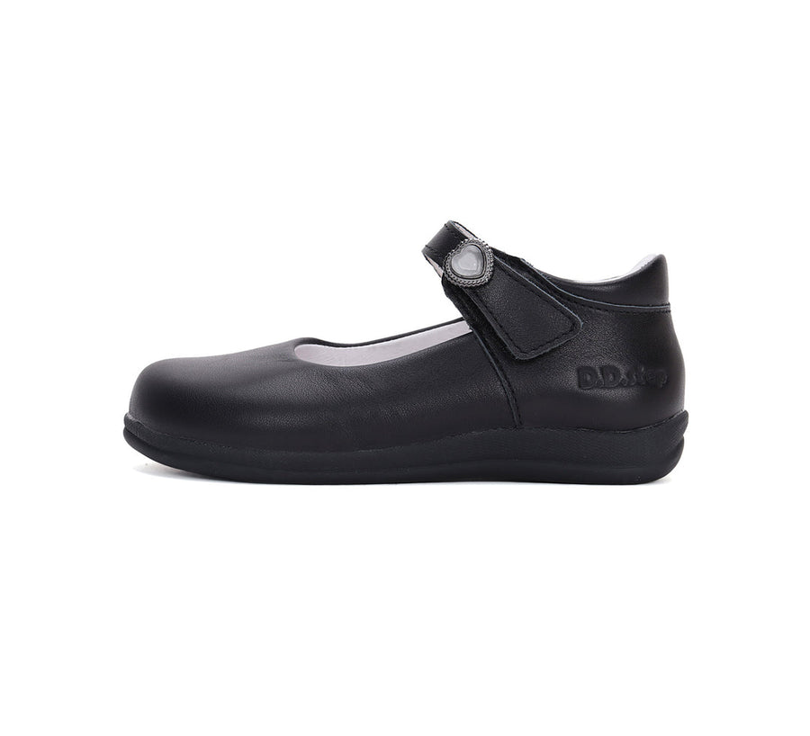 D.D.step girls leather/ school ballerinas/ Black H072-42671