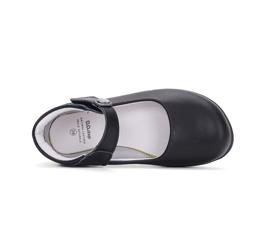 D.D.step girls leather/ school ballerinas/ Black H072-42671