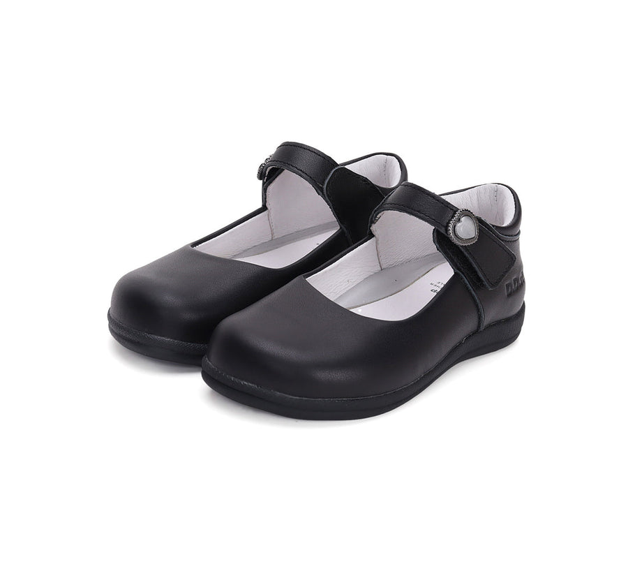 D.D.step girls leather/ school ballerinas/ Black H072-42671