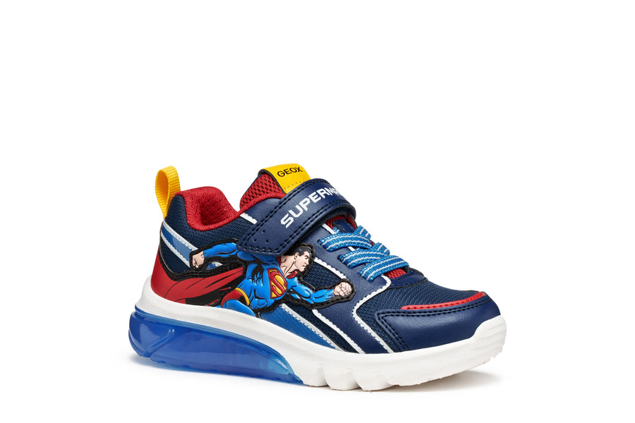 GEOX Ciberdron Junior Superman boys sneakers with lights/Blue/Red  J56LBD