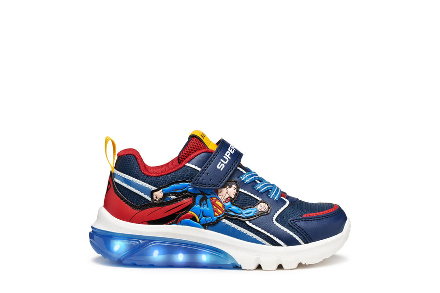 GEOX Ciberdron Junior Superman boys sneakers with lights/Blue/Red  J56LBD