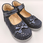 Ani-But prophylactic leather ballerinas with Thomas heel /Navy, bow detail_4277.jpg