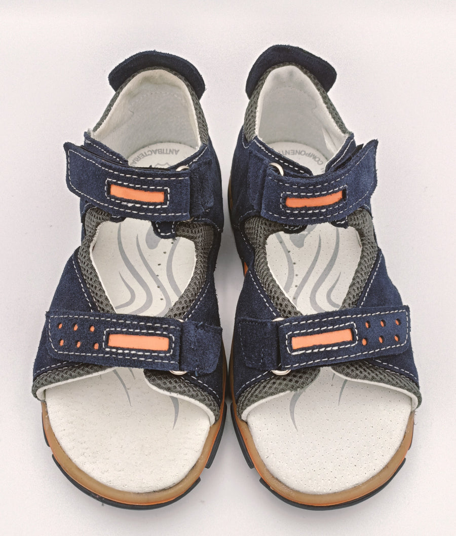 RenBut Boys leather sandals in Navy/Orange_3833.jpg