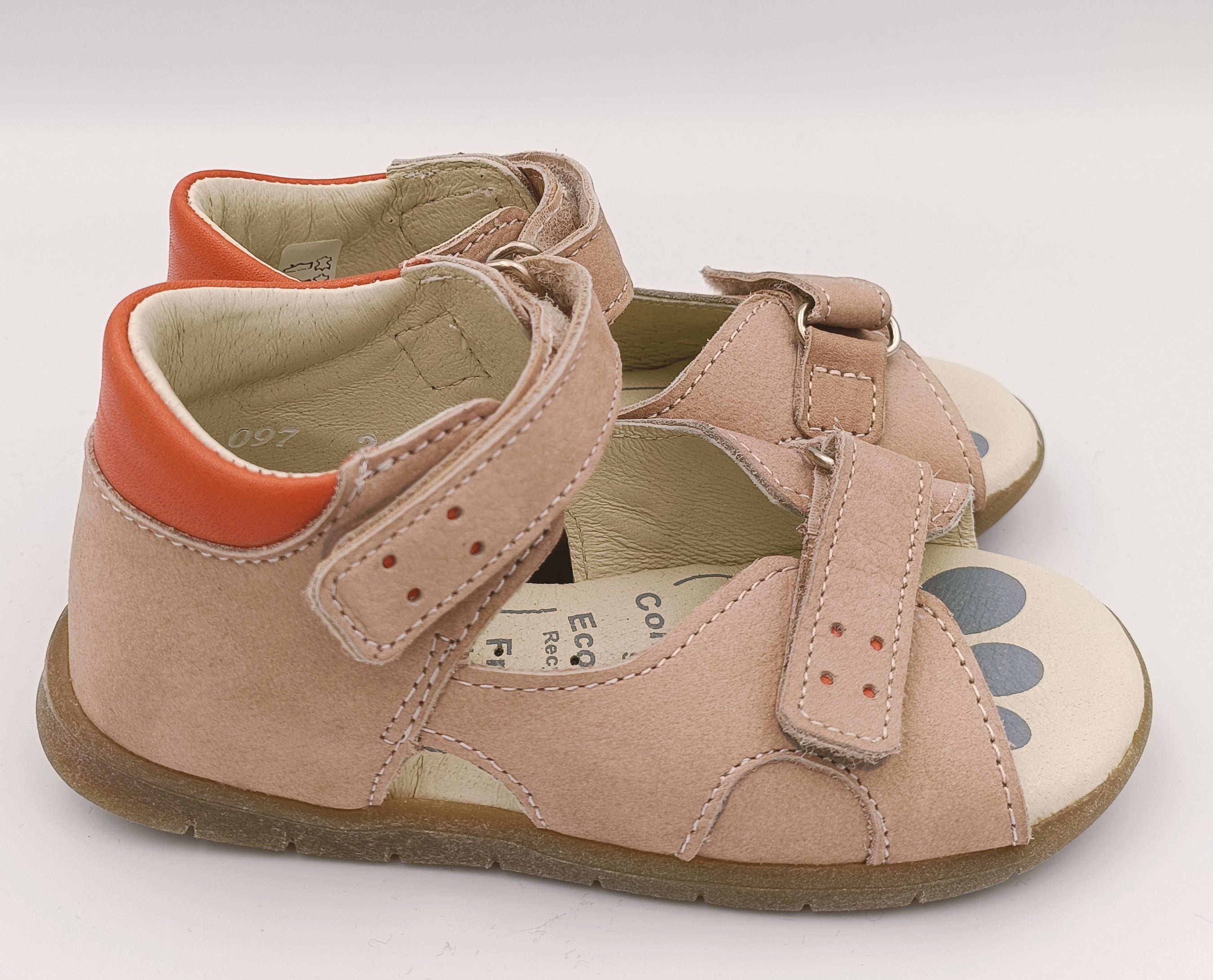 RenBut Boys leather sandals in Beige/Orange back_3818.jpg
