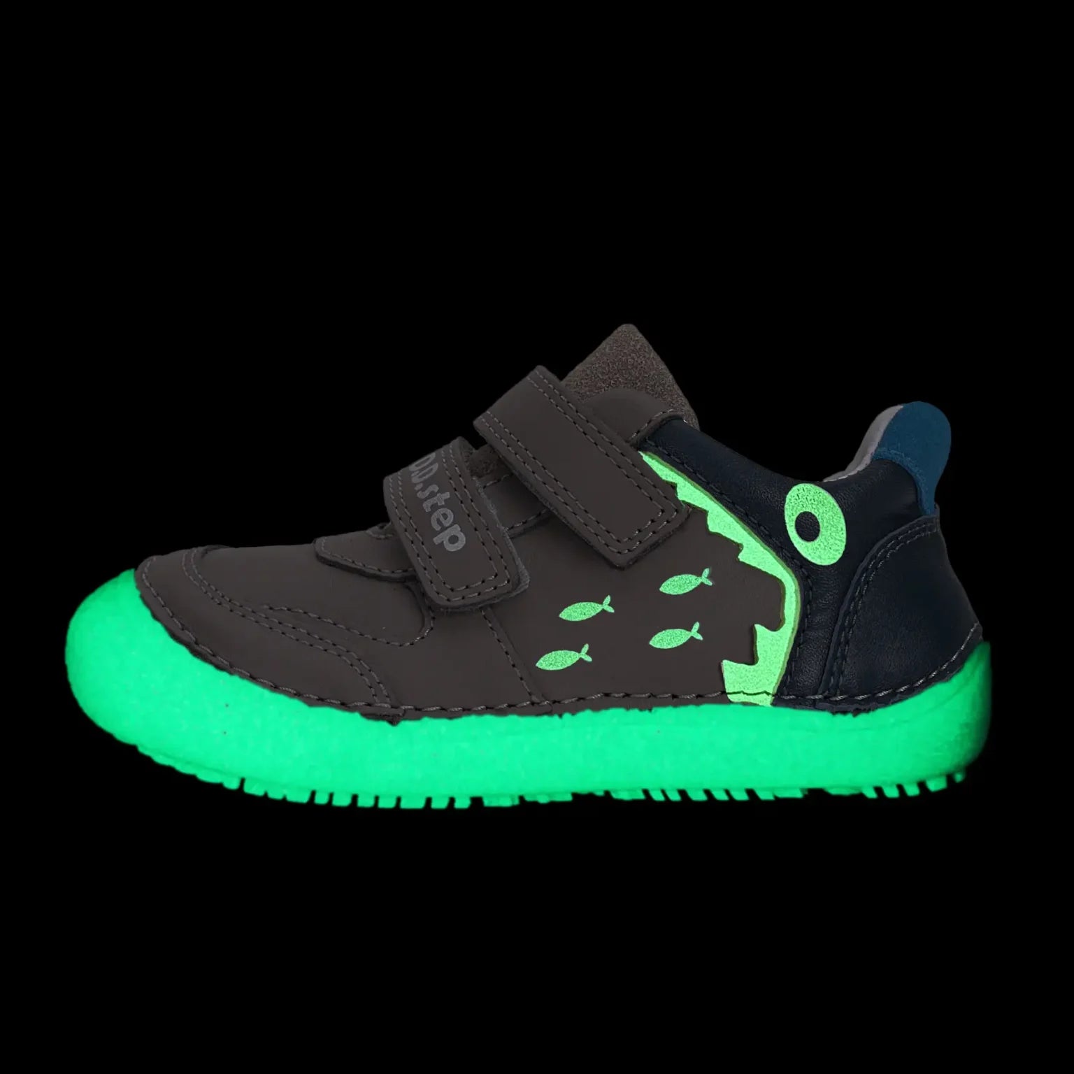 Glow in the Dark Barefoot Boy's Chocolate Leather Low Shoes (S063-52328AM)