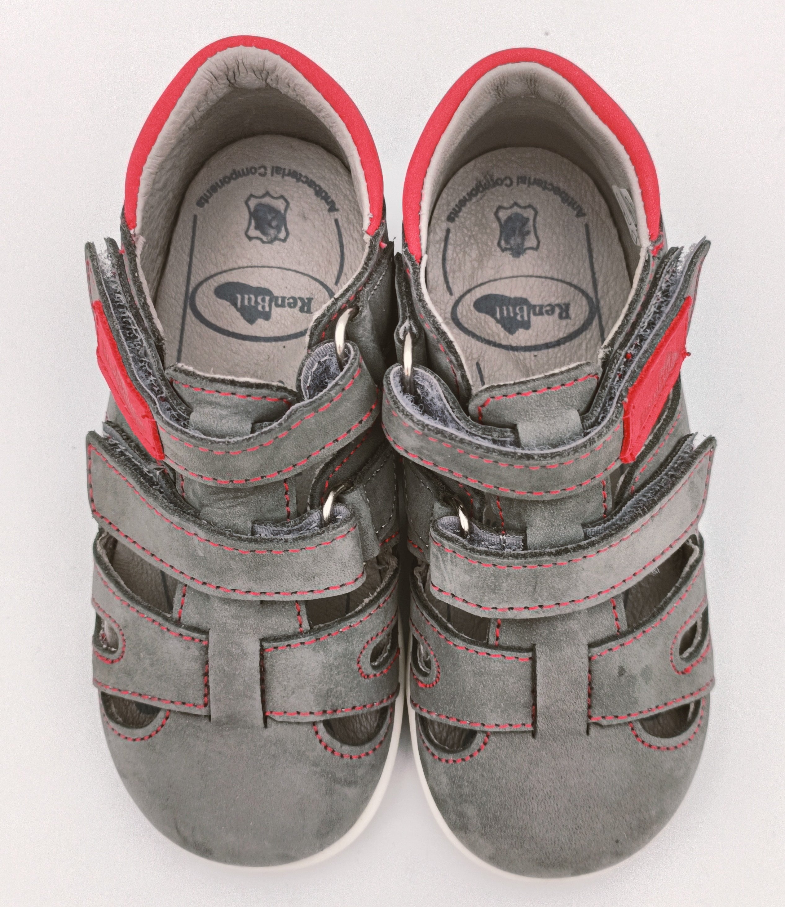 RenBut Boys leather sandals in Grey/Red_3820.jpg