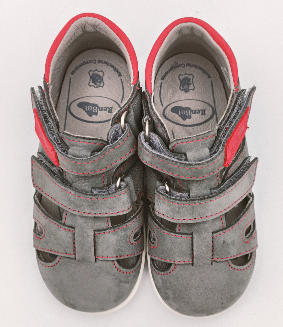 RenBut Boys leather sandals in Grey/Red_3820.jpg