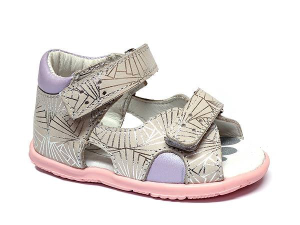 RenBut Girls leather sandals in White/Silver print_186.jpg