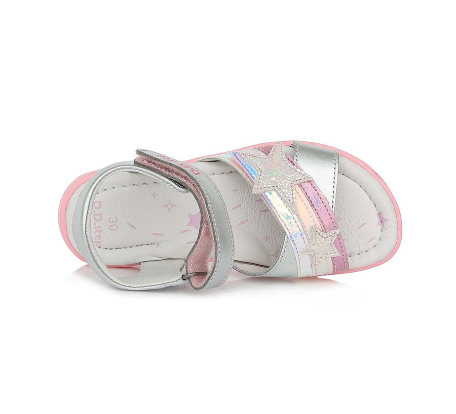 D.D.step girls leather sandals /Silver, star detail AC055-394L_20.jpg