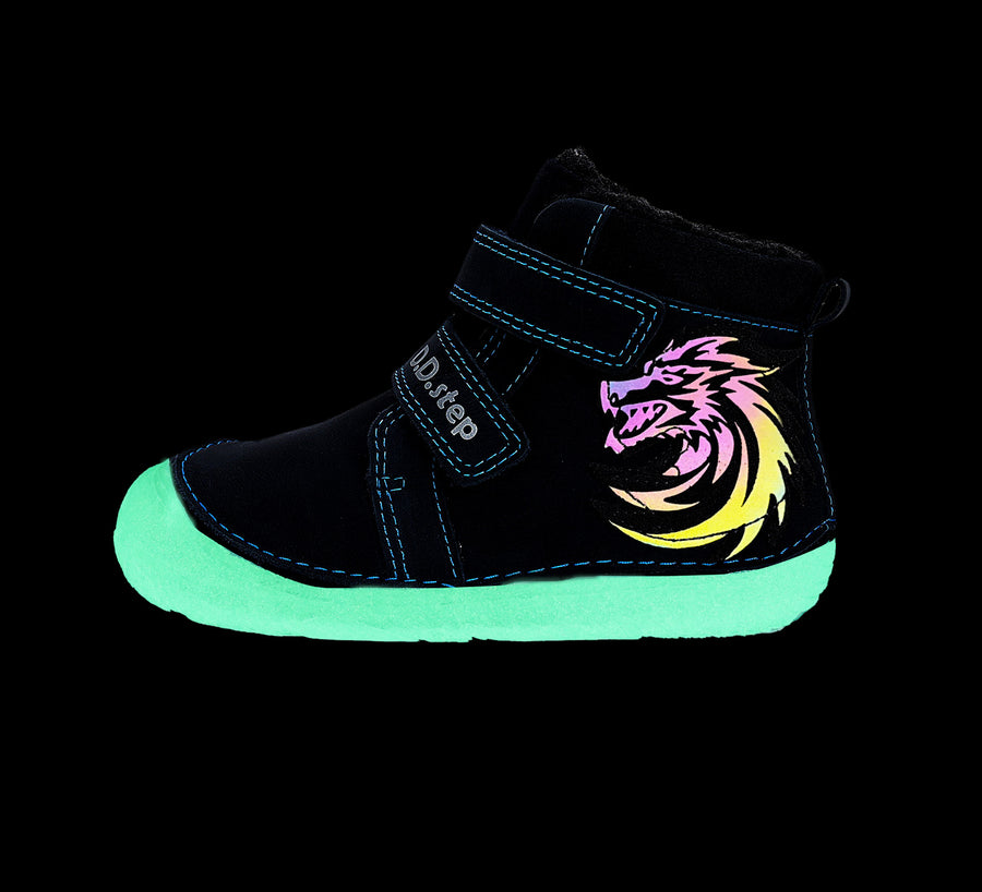 D.D.step boys barefoot A/W boots/ glow in dark/warm lining/ leather/W073-42488 Royal Blue