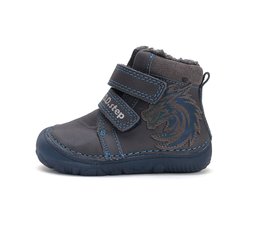 D.D.step boys barefoot A/W boots/ glow in dark/warm lining/ leather/W073-42488 Royal Blue