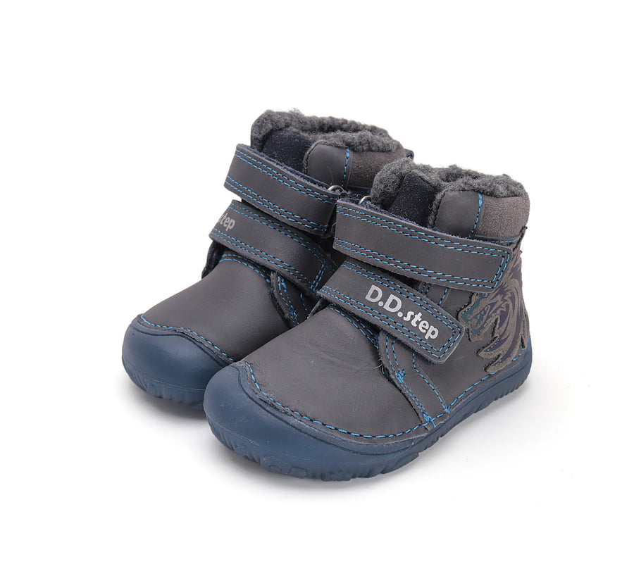D.D.step boys barefoot A/W boots/ glow in dark/warm lining/ leather/W073-42488 Royal Blue