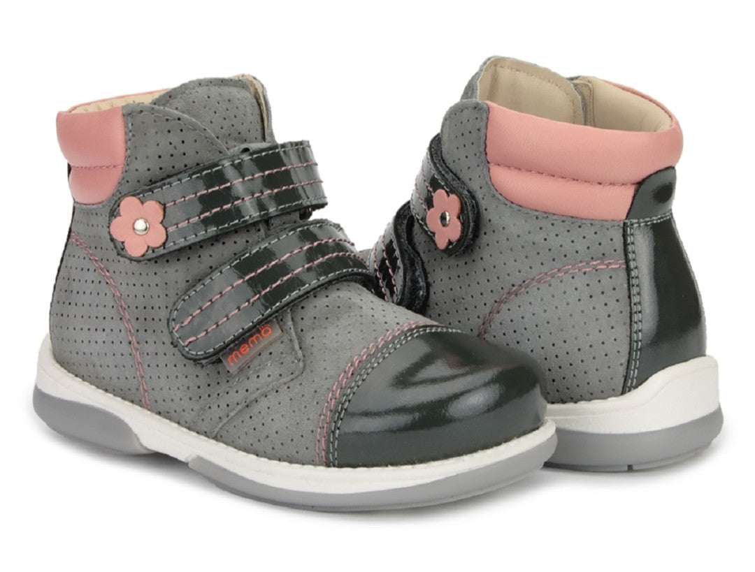 Memo girls Toddlers + Junior leather boots /diagnostic sole /colour Grey-pink, ALEX 1JD_2815.jpg