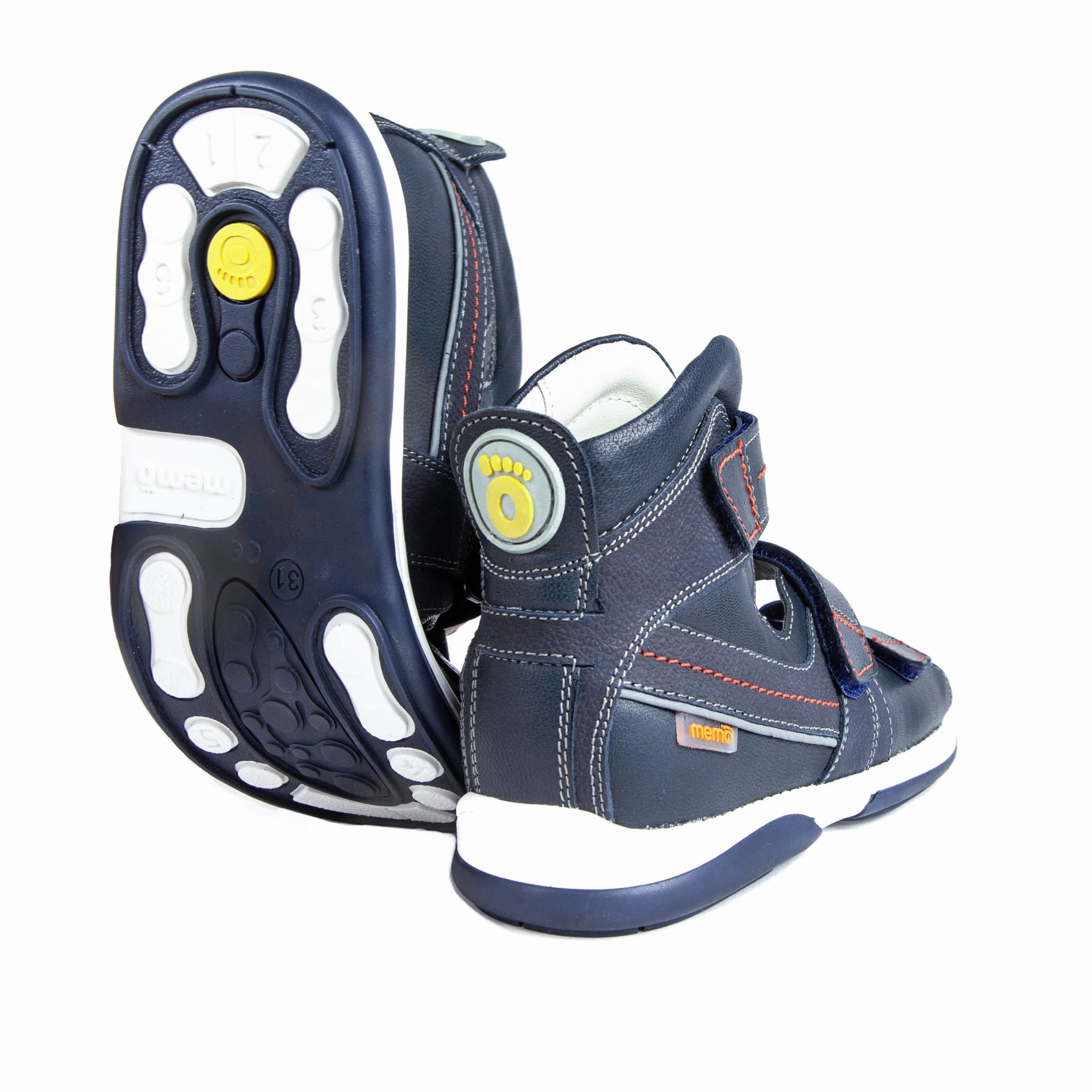 Memo boys leather sandals /diagnostic sole /colour Navy - blue, HERMES 3DA_3436.jpg