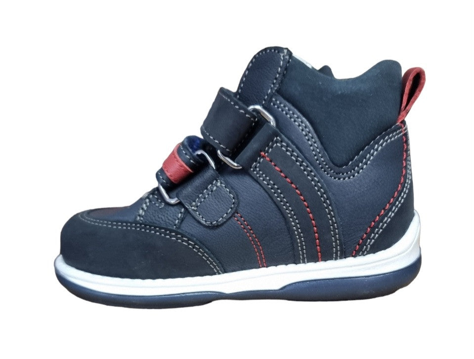 MEMO boys Toddlers + Junior leather boots /diagnostic sole /colour Navy blue -red, POLO JUNIOR 3DA_1864.jpg