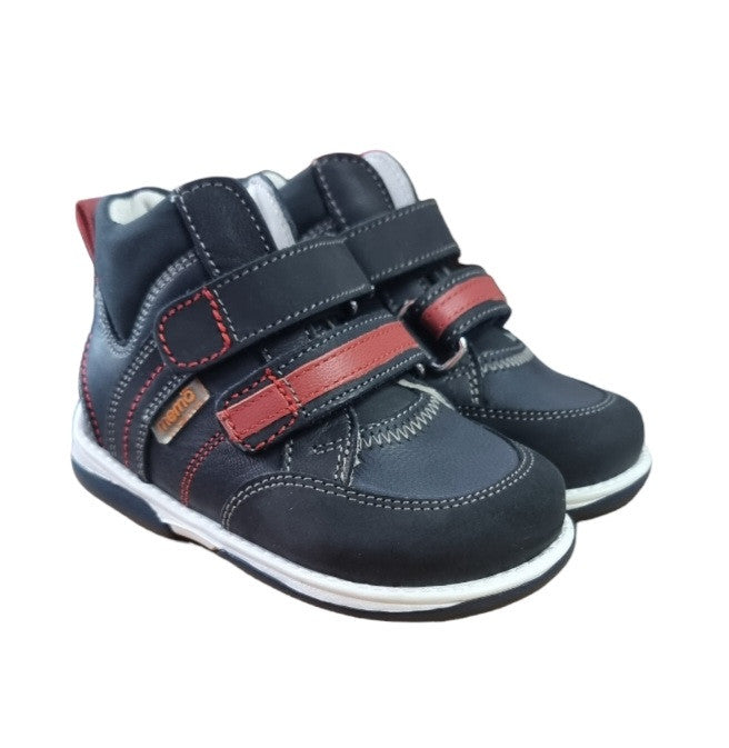 MEMO boys Toddlers + Junior leather boots /diagnostic sole /colour Navy blue -red, POLO JUNIOR 3DA_1868.jpg