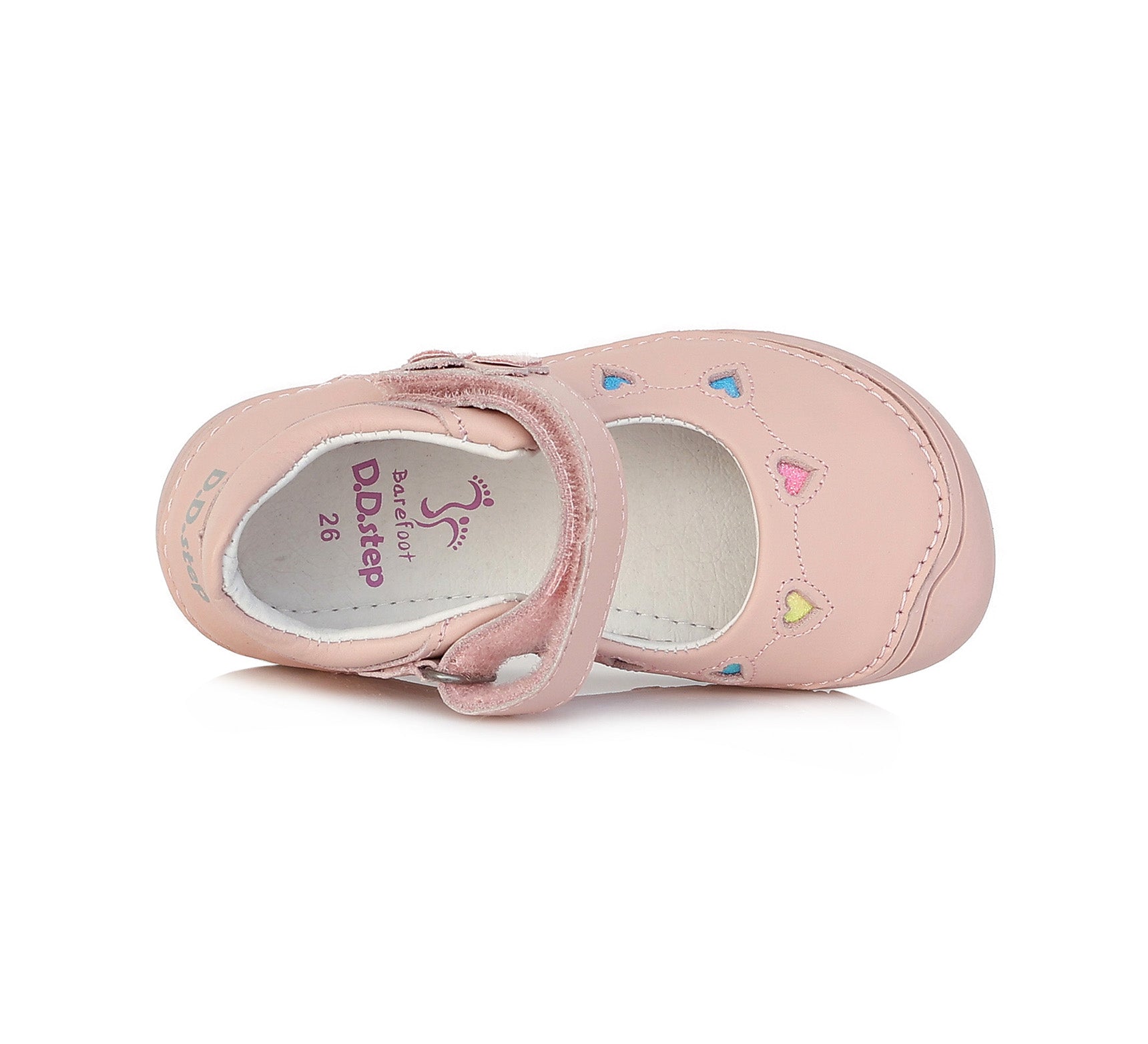 D.D.step girls barefoot leather ballerinas /Pink H073-332M /HEART DETAILS