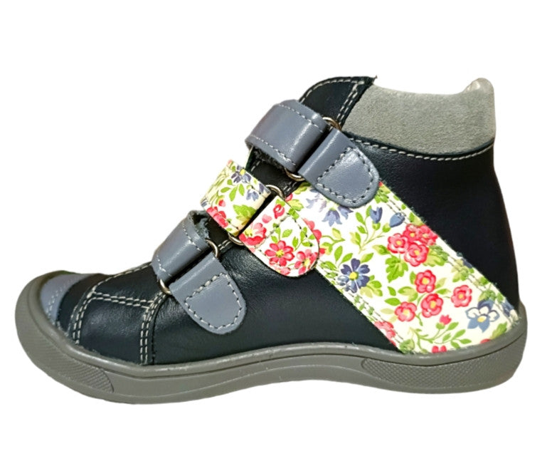 Gaspar leather girls boots, navy/flowers_3050.jpg
