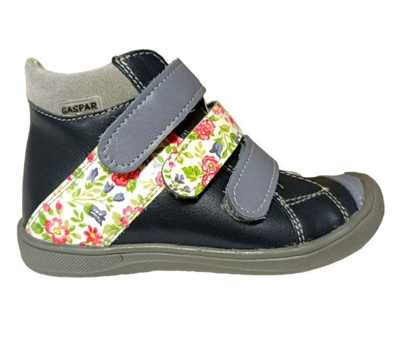 Gaspar leather girls boots, navy/flowers_3052.jpg