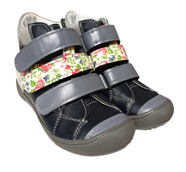 Gaspar leather girls boots, navy/flowers_3053.jpg