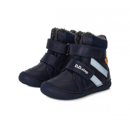 D.D.step boys leather /warm lining boots with wool /Royal Blue W078-382BL
