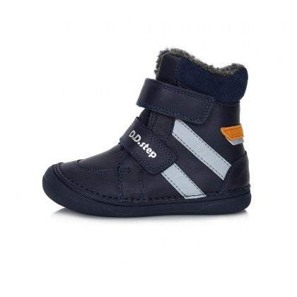 D.D.step boys leather /warm lining boots with wool /Royal Blue W078-382BL